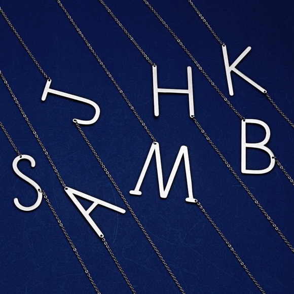 Silver Initial Stainless Steel Pendant Necklace Letters A-Z - Picture 4 of 6